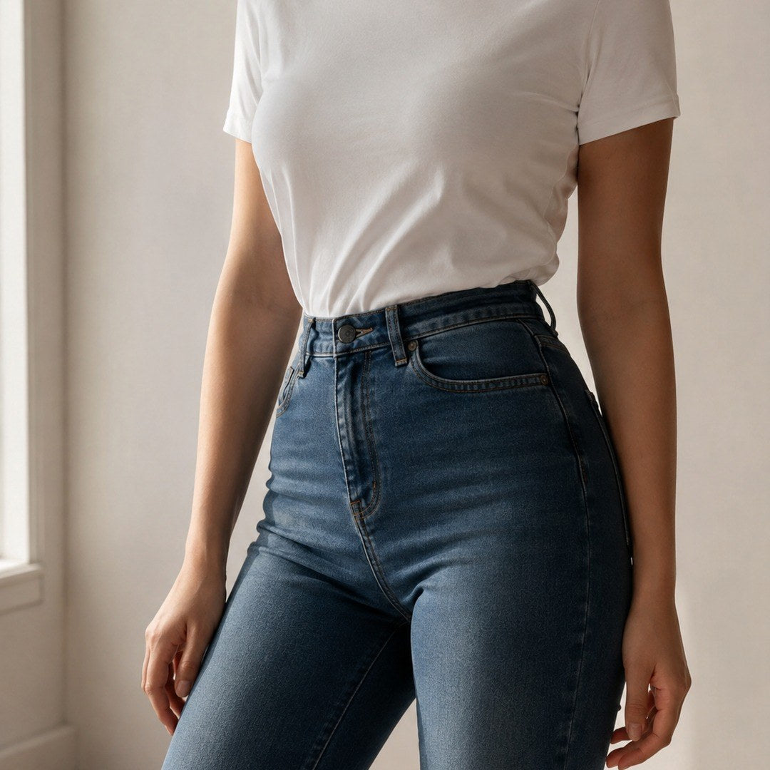 Silueta lisa bajo los jeans