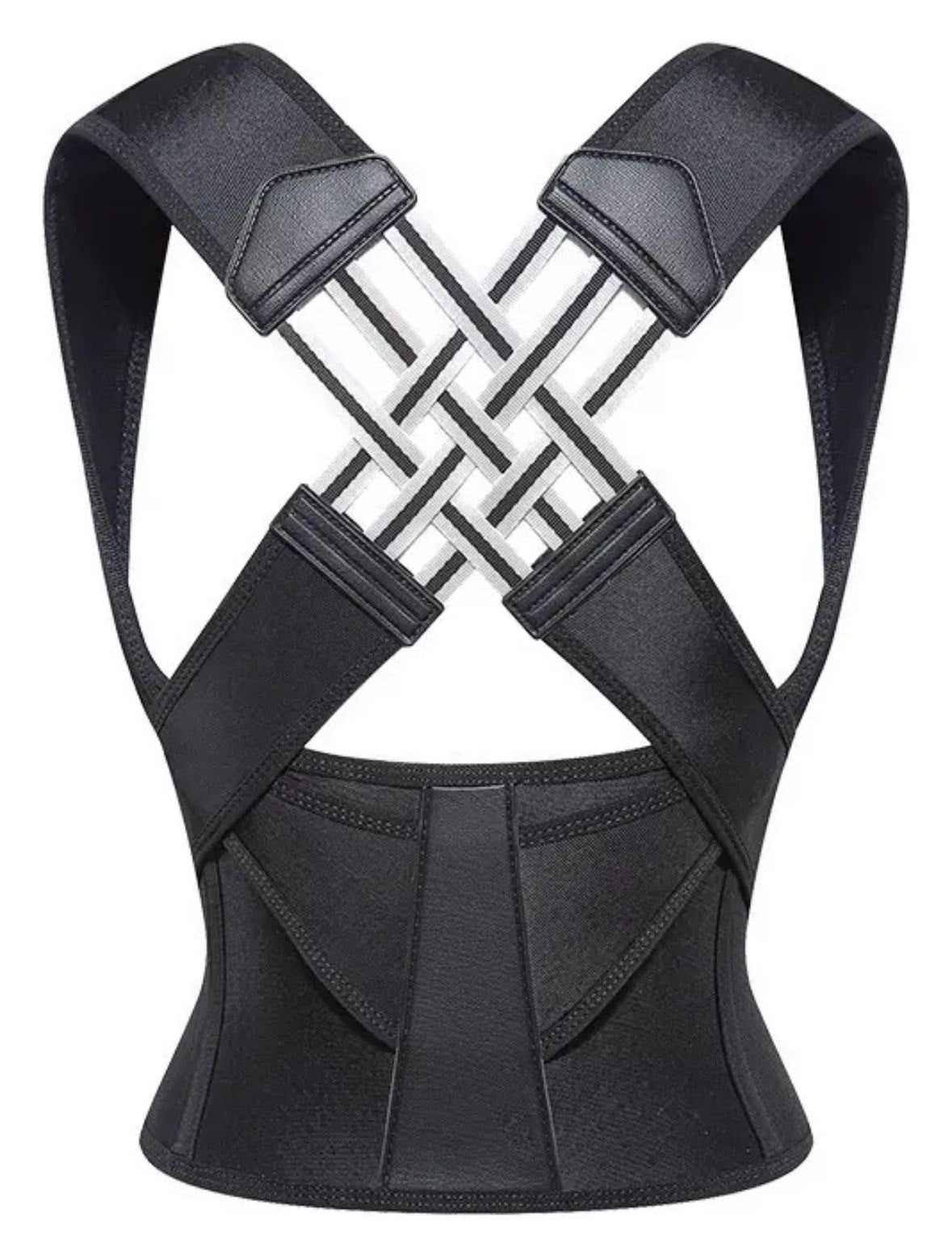 Corrector de postura con correas en cruz y faja lumbar