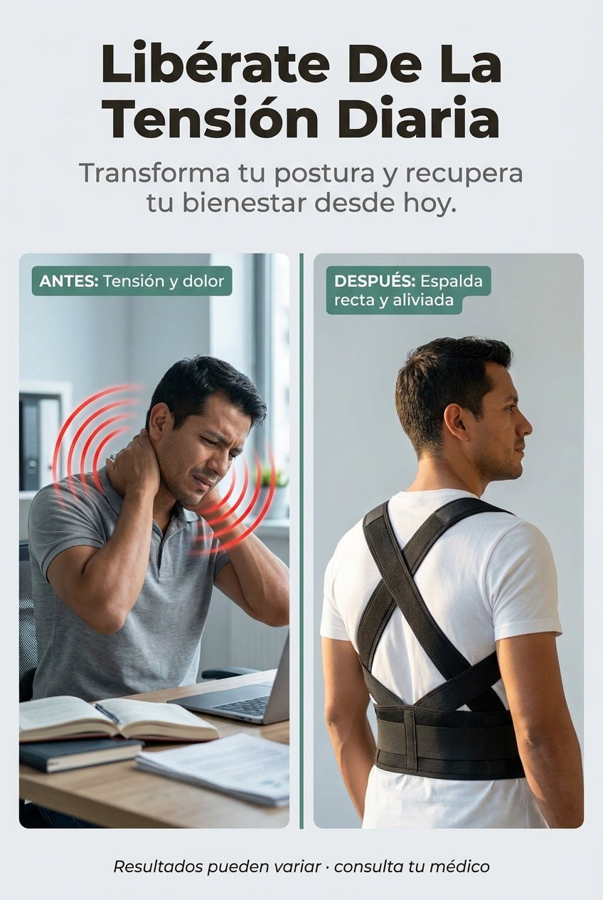 Postura antes y después de usar el corrector